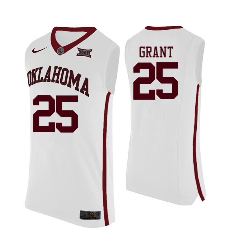 Oklahoma Sooners #25 Harvey Grant College Basketball Jerseys-White